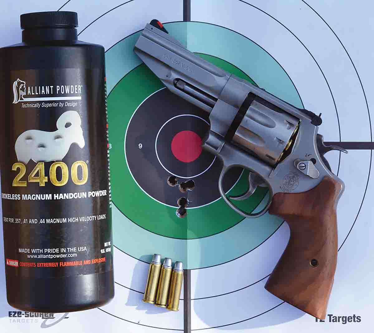 The Smith & Wesson Model 627 .357 Magnum provided good accuracy at 25 yards with loads containing both jacketed and cast bullets.